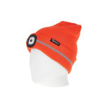 Čepice zimní oranžová, s LED světlem