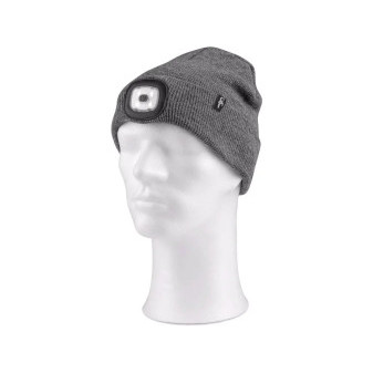 Čepice zimní šedá, TYNAN s LED světlem