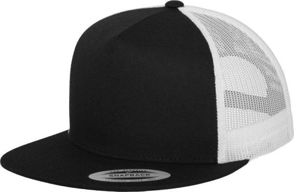 Čepice kšiltovka Snapback, FLEXFIT Yupoong Trucker, šíťkovaná, černo-bílá