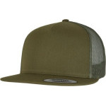 Čepice kšiltovka Snapback, FLEXFIT Yupoong Trucker, šíťkovaná, army zelená