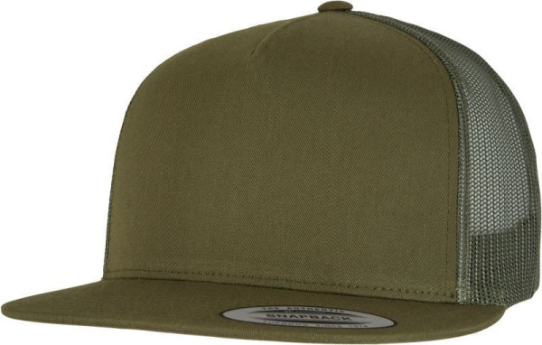 Čepice kšiltovka Snapback, FLEXFIT Yupoong Trucker, šíťkovaná, army zelená