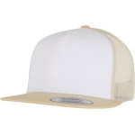 Čepice kšiltovka Snapback, FLEXFIT Yupoong Trucker, šíťkovaná, bílo-zlatá