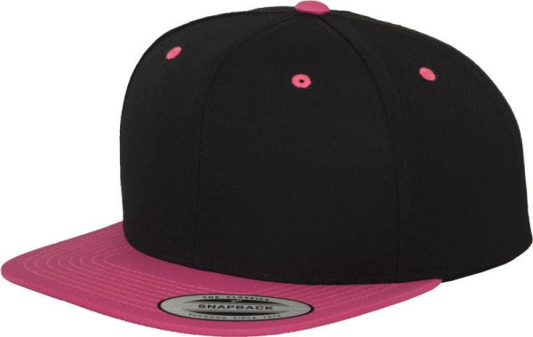Čepice kšiltovka Snapback, FLEXFIT Yupoong baseballová, růžovo-černá