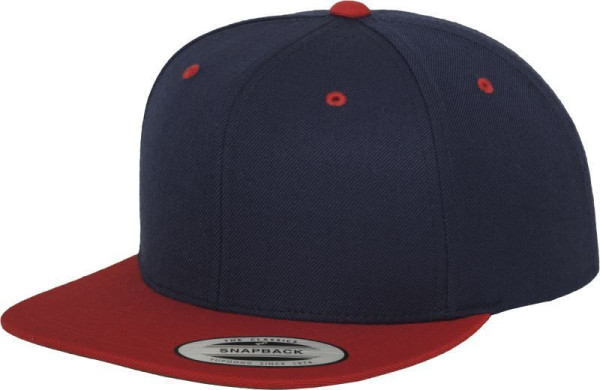 Čepice kšiltovka Snapback, FLEXFIT Yupoong baseballová, červeno-námořní modrá