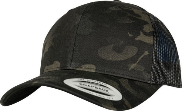 Čepice kšiltovka FLEXFIT Yupoong, Multicam, síťkovaná, maskáčovo černá