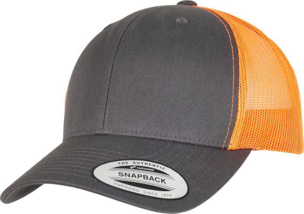 Čepice kšiltovka FLEXFIT Yupoong, Trucker, síťkovaná, šedo-oranžová