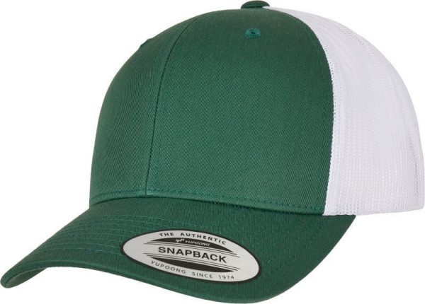 Čepice kšiltovka FLEXFIT Yupoong, Trucker, síťkovaná, jehličnanově zeleno-bílá