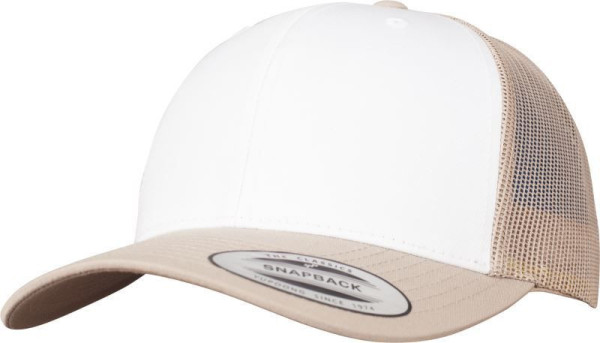 Čepice kšiltovka FLEXFIT Yupoong, Trucker, síťkovaná, bílá-khaki