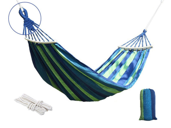 Síť houpací TEXTIL pro dvě osoby, 190x150cm modro-bílá, 200Kg