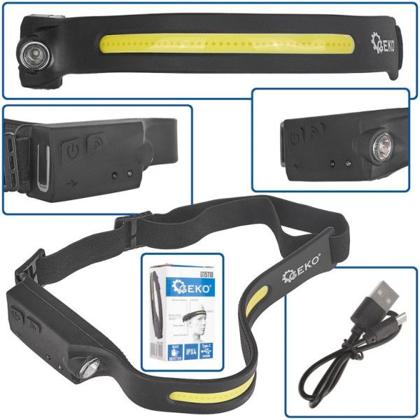 Čelovka LED s pohybovým senzorem 3W + 1W XPE 1200mAh 350lm IPX4