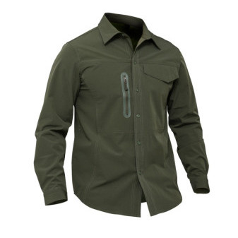 Košile elastická s dlouhým rukávem, army zelená, XXL, Smilodon