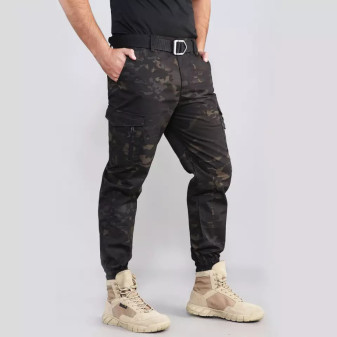 Kalhoty maskáčové elastické, black camo, XL, Smilodon