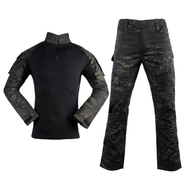 Souprava taktická maskáčová, kalhoty, mikina, multicam black, M, Smilodon