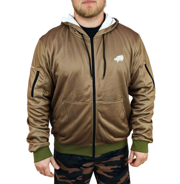 Mikina béžová s kapucí SMILODON polyester, L