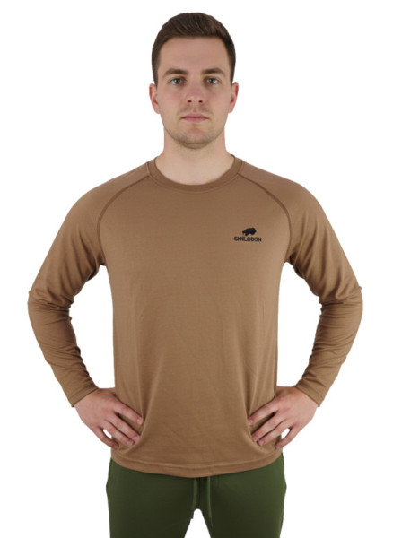 Tričko hnědé, dlouhý rukáv, 100% bavlna, Smilodon, M