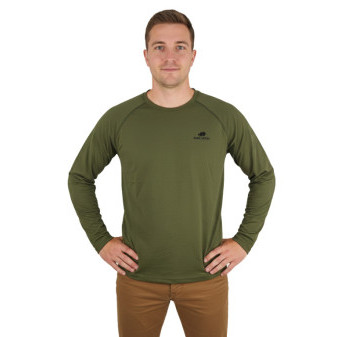 Tričko olivové, dlouhý rukáv, 100% bavlna, Smilodon, L