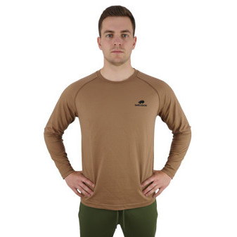 Tričko hnědé, dlouhý rukáv, 100% bavlna, Smilodon, XXXL