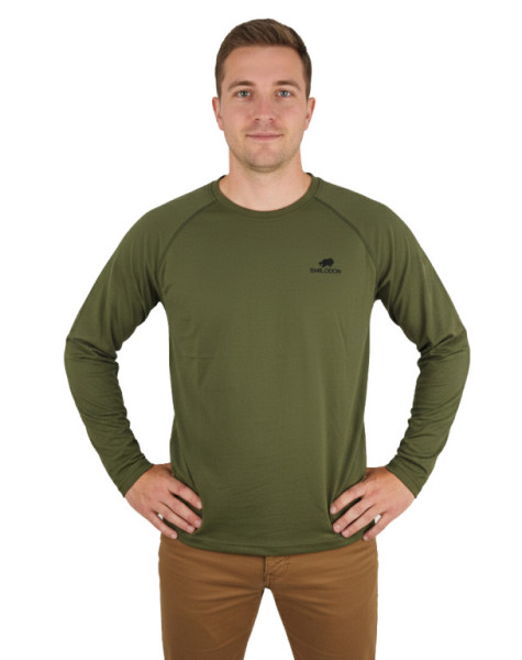 Tričko olivové, dlouhý rukáv, 100% bavlna, Smilodon, XXXL