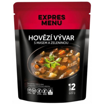 Expres Menu Hovězí vývar s masem a zeleninou - 2 porce 600g